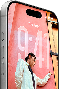 iPhone 17 Pro, front exterior, Dynamic Island at top, Action button, volume buttons