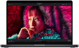 16-inch MacBook Pro screen displays a complex image showcasing the clarity of the Liquid Retina XDR display